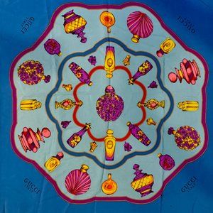 Vintage GUCCI Silk Perfume Bottles Scarf